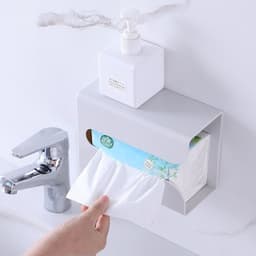 Hộp đựng giấy vệ sinh, Giấy ăn, Túi Nilong Cuộn Đa Năng Kèm Miếng Dán Tường Nano Sáng Tạo Mới - 88310 AMIZIN 5