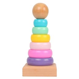 Đồ chơi tháp cầu vồng gỗ màu Macaron cho bé xếp chồng - tháp chồng mini 7 vòng 6