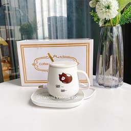 [XẢ KHO] Cốc Hâm Nóng đồ uống kèm đế điện, Bộ ly sứ kèm đế điện hâm nóng trà, cafe, hâm sữa - VS466 5