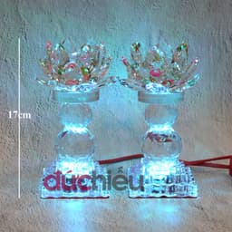 [ Hàng loại 1 ] Bộ 2 đèn thờ cúng hoa sen đổi nhiều màu, đèn hoa sen bàn thờ, đồ thờ cúng | Đức Hiếu Shop 6