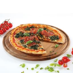 Khay gỗ tròn màu nâu tối đựng bánh kem, đế bánh pizza, dĩa gỗ tròn đựng đồ ăn chụp ảnh sản phẩm decor GIBA 8