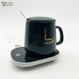 [Hỏa Tốc HCM] Bộ Cốc Ly Sứ Hâm Nóng Lucky Thông Minh Cao Cấp, Kèm Đế Điện Hâm Cafe, Sữa, Trà Tặng Kèm Thìa Mạ Vàng 3
