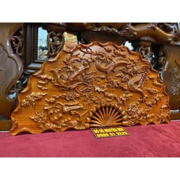 Tranh Quạt tứ linh gỗ hương sơn pu cao cấp kích thước 60*120,dày 4cm 2