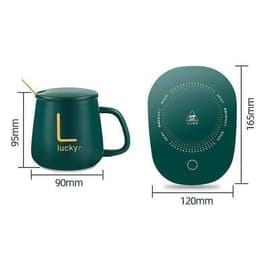 Cốc Hâm Nóng đồ uống kèm đế điện, Bộ Cốc sứ kèm đế điện hâm nóng trà, cafe, hâm sữa + Tặng kèm thìa vàng, hộp sang trọng 8