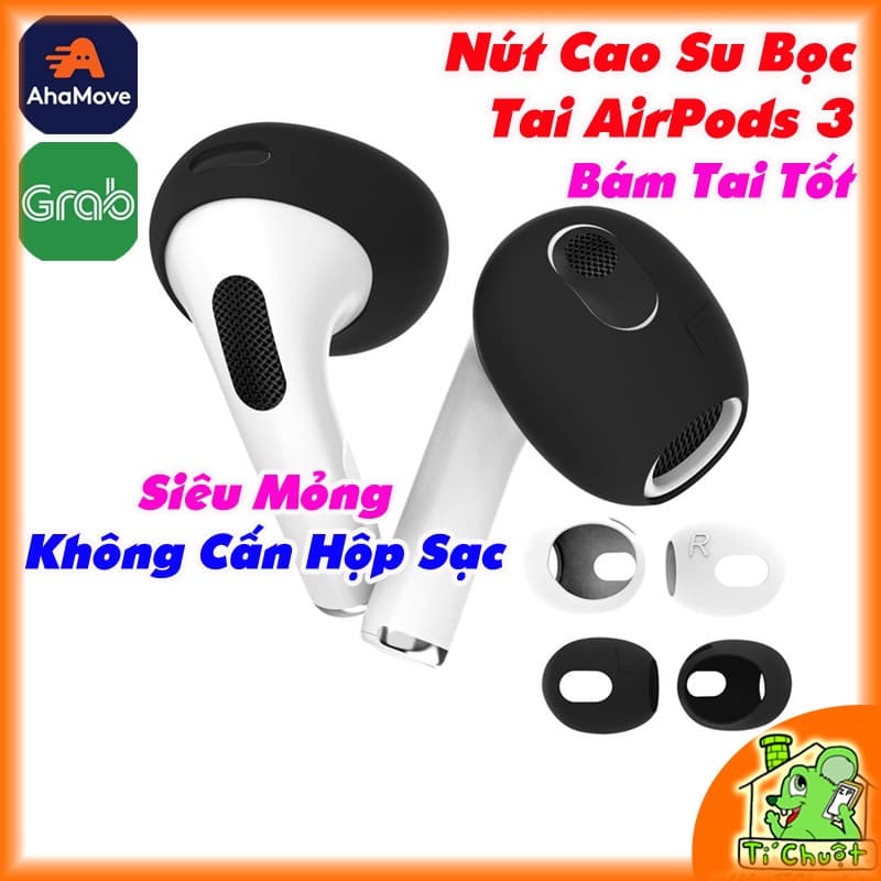 1 Cặp Nút Cao Su Bọc Tai Nghe AP AirPods 3 Siêu Mỏng, Đậy Nắp Hộp Sạc, Chống Rơi, Bám Tai Khi Vận Động Giúp Tăng Âm Bass