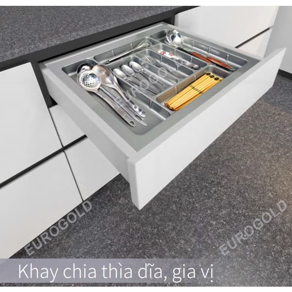 Khay chia nhựa Eurogold, Khay chia ngăn kéo tủ bếp, Khay nhựa đựng thìa, dĩa BẾP CHÂU ÂU