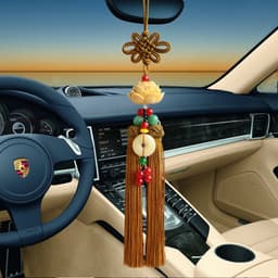 Khánh Hoa Sen dây treo liên hoa gắn đồng điếu may mắn bình an treo trang trí ô tô 3