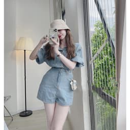 Jump jean tay lật cổ bẻ gài nút, đủ 2 màu 7