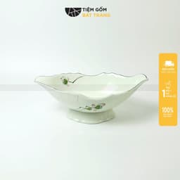 Bát Thuyền Bát Đĩa Đựng Gà Cúng Nguyên Con Gốm Sứ Bát Tràng Cao Cấp Màu Trắng Và Kẻ Vàng 4