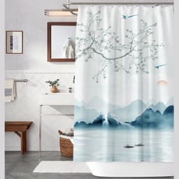 Rèm treo nhà tắm chống nước/ chống ẩm in hình phong cảnh Trung Hoa mới 1