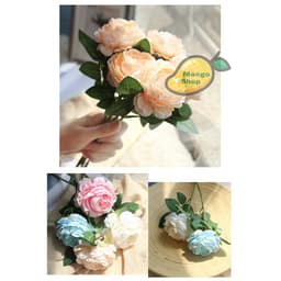 (CAO CẤP) Cành hoa mẫu đơn 1 bông phụ kiện chụp ảnh decor trang trí ( ( hoa hồng giả hoa nhựa ) 6