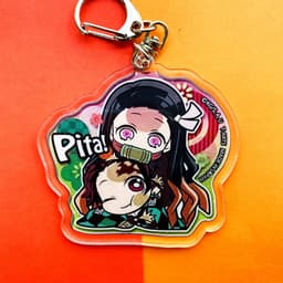 (Mica trong acrylic) (V2) Móc khóa Kimetsu no Yaiba Thanh gươm diệt quỷ ver Pita! couple in hình anime chibi 6