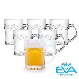 Bộ 6 Cốc Thủy Tinh Vàng Có Quai 300ML – Ly Dập Nổi 3D Sang Trọng, Thành Dày Dặn, Cầm Chắc Tay 4