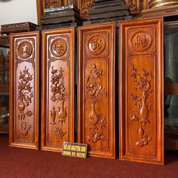 Bộ Tranh Tứ Bình Gỗ Hương Sơn Pu cao cấp 2