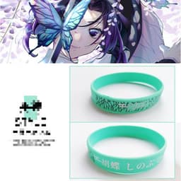 ( mua 1 tặng 1 ) Vòng tay cao su silicon KIMETSU NO YAIBA Thanh Gươm Diệt Quỷ anime chibi lắc đeo tay dễ thương 4