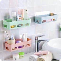 Khay Dán Tường - Kệ Đựng Đồ Nhà Tắm Chữ Nhật Để Bàn Chải , Dầu Gội Không Khoan Đục Siêu Dính Chắc Tiện Lợi 4