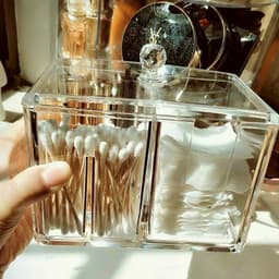 Hộp đựng bông tẩy trang và tăm bông bằng mica trong suốt cao cấp , hộp đựng trang sức tiện lợi 3