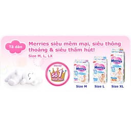 Hàng Chính Hãng - Tã/Bỉm dán Merries S82, M64, L54, L54, XL44, NB90 4