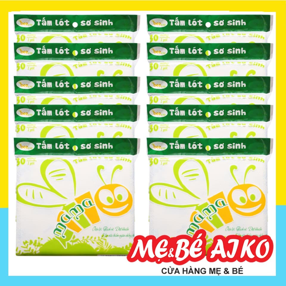 [Combo 10 gói] Tấm Lót Phân Xu Sơ Sinh Cao Cấp Mama 30 tờ/túi