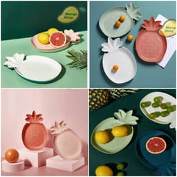 Đĩa quả dứa pastel xinh xắn có giá kê điện thoại ( Đĩa dứa decor chụp ảnh đồ ăn ) 1