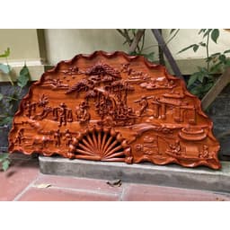 Tranh Quạt Gỗ Đồng Quê Kích Thước 60*120cm sơn pu cao cấp 3