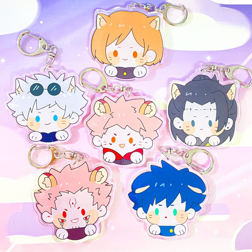 (mua 1 tặng 1) ( Mica ) Móc khóa JUJUTSU KAISEN CHÚ THUẬT HỒI CHIẾN ver NEKO quà tặng dễ thương chibi anime