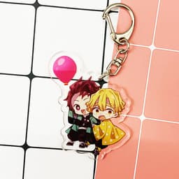 (mua 1 tặng 1) ( Mica ) Móc khóa Kimetsu no Yaiba Thanh gươm diệt quỷ ver nền cute quà tặng dễ thương anime chibi 7