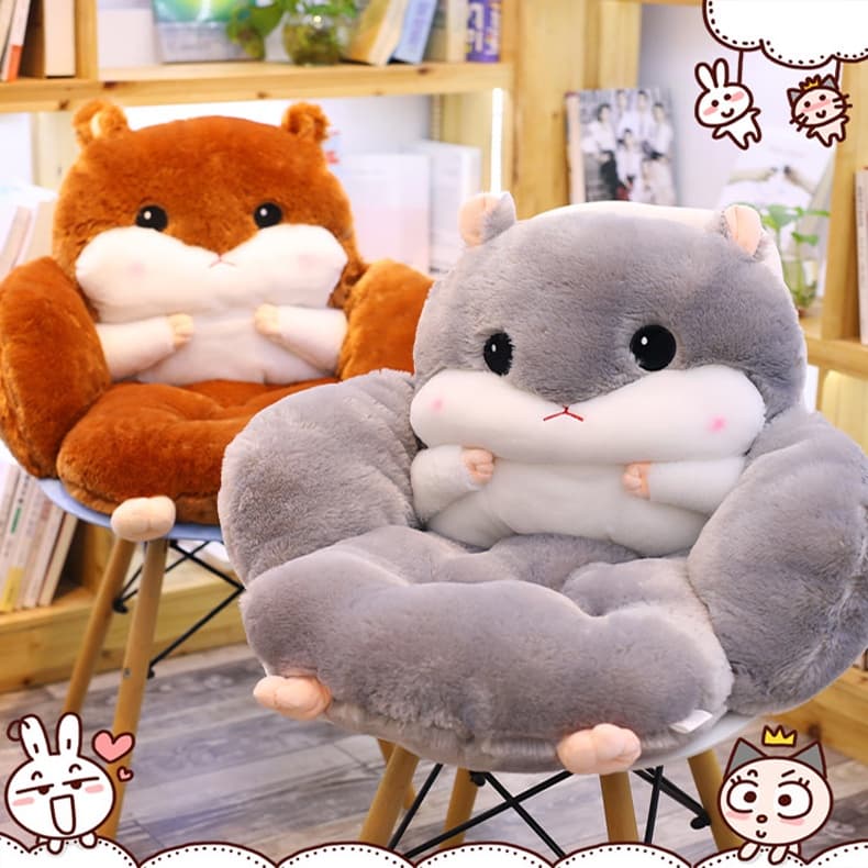 [NỆM] Đệm Nệm lót ghế Gấu bông tựa lưng ngồi bệt hình chuột hamster Quà tặng cho bạn gái, mẹ và bé, dân văn phòng
