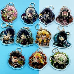 (mua 1 tặng 1) (V1) Móc khóa mica Kimetsu no Yaiba Thanh gươm diệt quỷ ver Pita! hình in 2 mặt 1