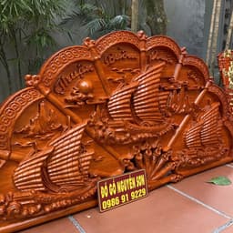 Tranh Quạt Thuận Buồm Xuôi Gió Gỗ Hương kích thước 60*120cm,ván 5cm 2