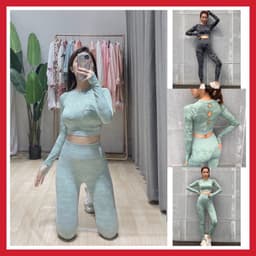 Đồ tập gym , bộ đồ tập thể thao nữ dài tay xanh mint Gymshark 1