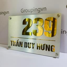 Biển số nhà Màu xước bạc + Alu vàng gương 1