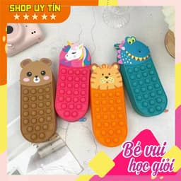 Hộp bút pop it silicon nhiều hình ngộ nghĩnh đồ chơi bấm nút bong bóng giúp giải trí giảm căng thẳng 2