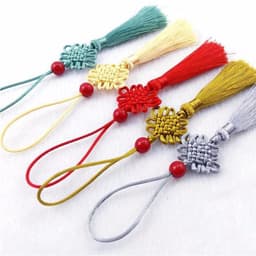 (COMBO 5) ĐỒNG TÂM KẾT HẠT ĐỎ TUA RUA NGẮN - Set Dây Treo Cổ Trang Trang Trí Ngày Tết May Mắn Xinh Xắn 7