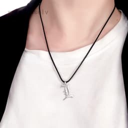 Dây Chuyền Mặt Chữ L Death Note - Vòng Cổ Kim Loại Màu Bạc Anime Unisex Quà Tặng Fan 3