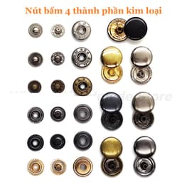 Nút bấm kim loại bấm áo khoác, đồ da, quần jean Hợp kim Không gỉ Nhiều màu Size 10,13,15,17mm Bịch 20bộ Phụ liệu may mặc 1