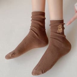 T02 Sét 5 Đôi Tất Gấu Tất Gấu Cổ Cao Siêu Đẹp Sang Chảnh Và Thời Trang Phong Cách Hàn Quốc. 4