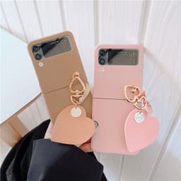 [CÓ SẴN] Ốp Samsung Z Flip 3 - ZFlip 3 - ZFlip3 5G màu pastel ngọt ngào kèm bộ charm treo tim dễ thương cute 6