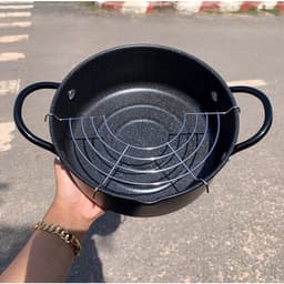 Nồi chiên ngập dầu Mojoo xuất nhật tặng kèm vỉ gác dầu mỡ tiện lợi 4
