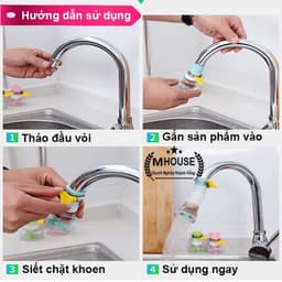 Đầu lọc vòi nước tăng áp từ vòi xoay 360 độ 8