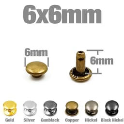 Nút đinh tán 2 mặt (rivet)  Size 6mm, 9mm Bằng Thau không gỉ Màu vàng,bạc,đồng, khói Trang trí quần áo, làm thủ công 3