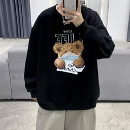 Áo Sweater Unisex HappyFamily Họa Tiết LIFE Chú Gấu Đáng Yêu Chất Cotton 100 Cao Cấp 1