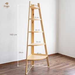 Kệ thang góc tường chữ A FEGO gỗ thông tự nhiên 5 tầng 2