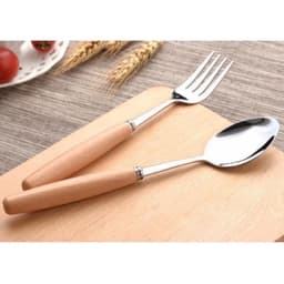 Set bộ thìa đũa inox cán gỗ sồi cao cấp 3