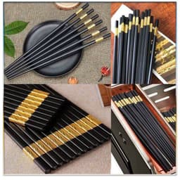 Combo 10 đôi đũa hợp kim khảm vàng chống mốc chống trơn , An Toàn Cho Sức Khỏe 2