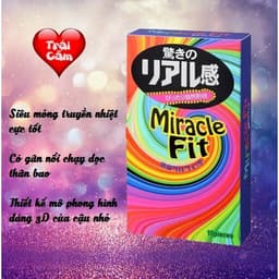 Bao cao su Sagami Miracle Fit, Thiết kế 3D siêu mỏng, Size nhỏ,  Ôm khít, Hộp 10 cái 3