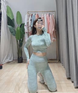 Đồ tập gym , bộ đồ tập thể thao nữ dài tay xanh mint Gymshark 3