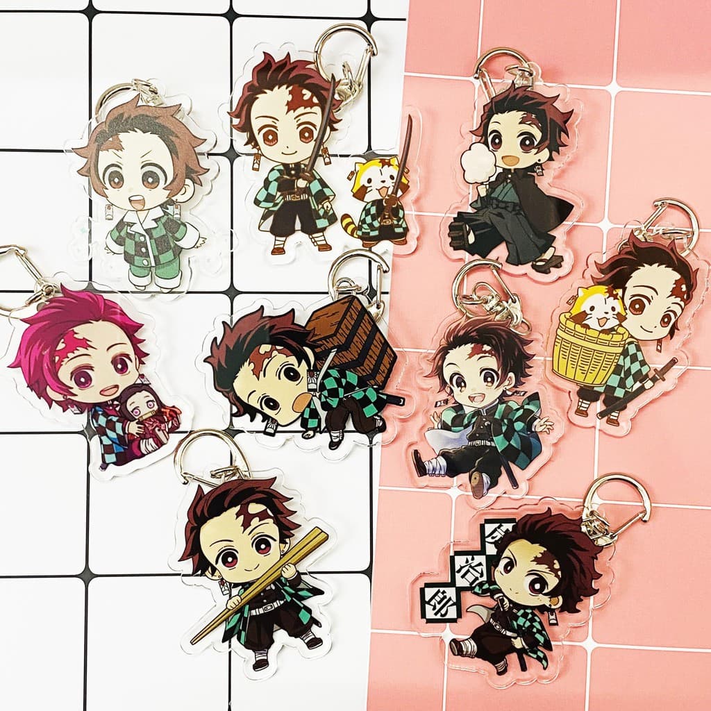 (mua 1 tặng 1) ( Mica trong acrylic ) Móc khóa Kimetsu no Yaiba Thanh gươm diệt quỷ Tanjiro anime chibi