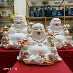 [Hàng Cao Cấp] Tượng Phật Di Lạc, Phật Di Lạc Ngồi Áo Gấm Cầm Thoi Vàng Và Gậy Như Ý Tài Lộc 2