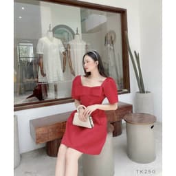 [Xả kho nghỉ bán] Đầm nữ dữ tiệc tay bồng nơ ngực thanh lịch - Váy xòe phối nơ 3M - Đầm nơ thiết kế 3